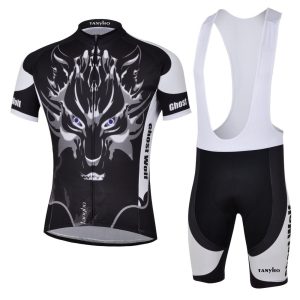 Short Sleeve white Men Bike Cycling Jersey Shirt GEL Bib Shorts Set E03