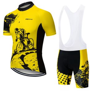 Short Sleeve white Men Bike Cycling Jersey Shirt GEL Bib Shorts Set E08