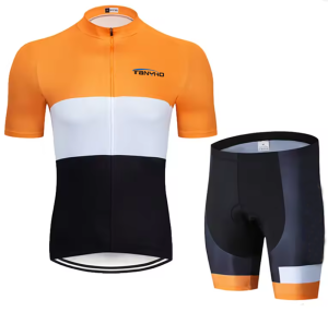 Short Sleeve white Men Bike Cycling Jersey Shirt GEL Bib Shorts Set E013