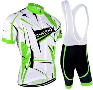 Short Sleeve white Men Bike Cycling Jersey Shirt GEL Bib Shorts Set E06